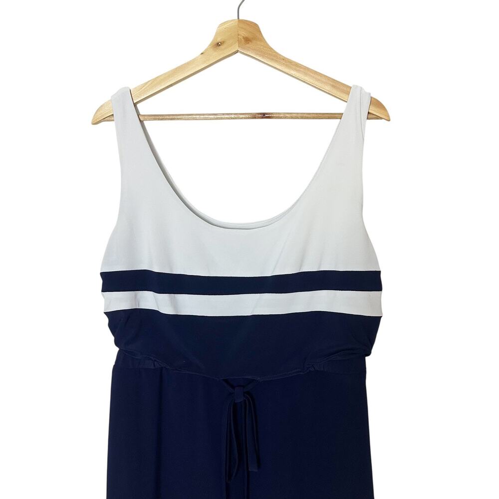 Lauren Ralph Lauren Navy White Striped Sleeveless Dress Beach Cover Up 12 Petite - Picture 3 of 10